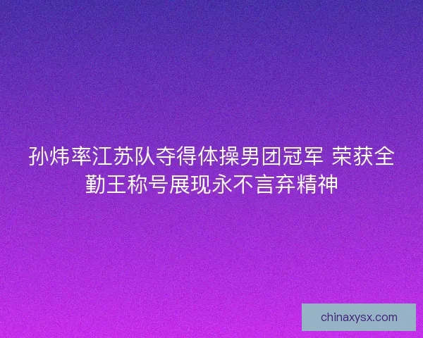 孙炜率江苏队夺得体操男团冠军 荣获全勤王称号展现永不言弃精神 孙炜率江苏队夺得体操男团冠军 荣获全勤王称号展现永不言弃精神